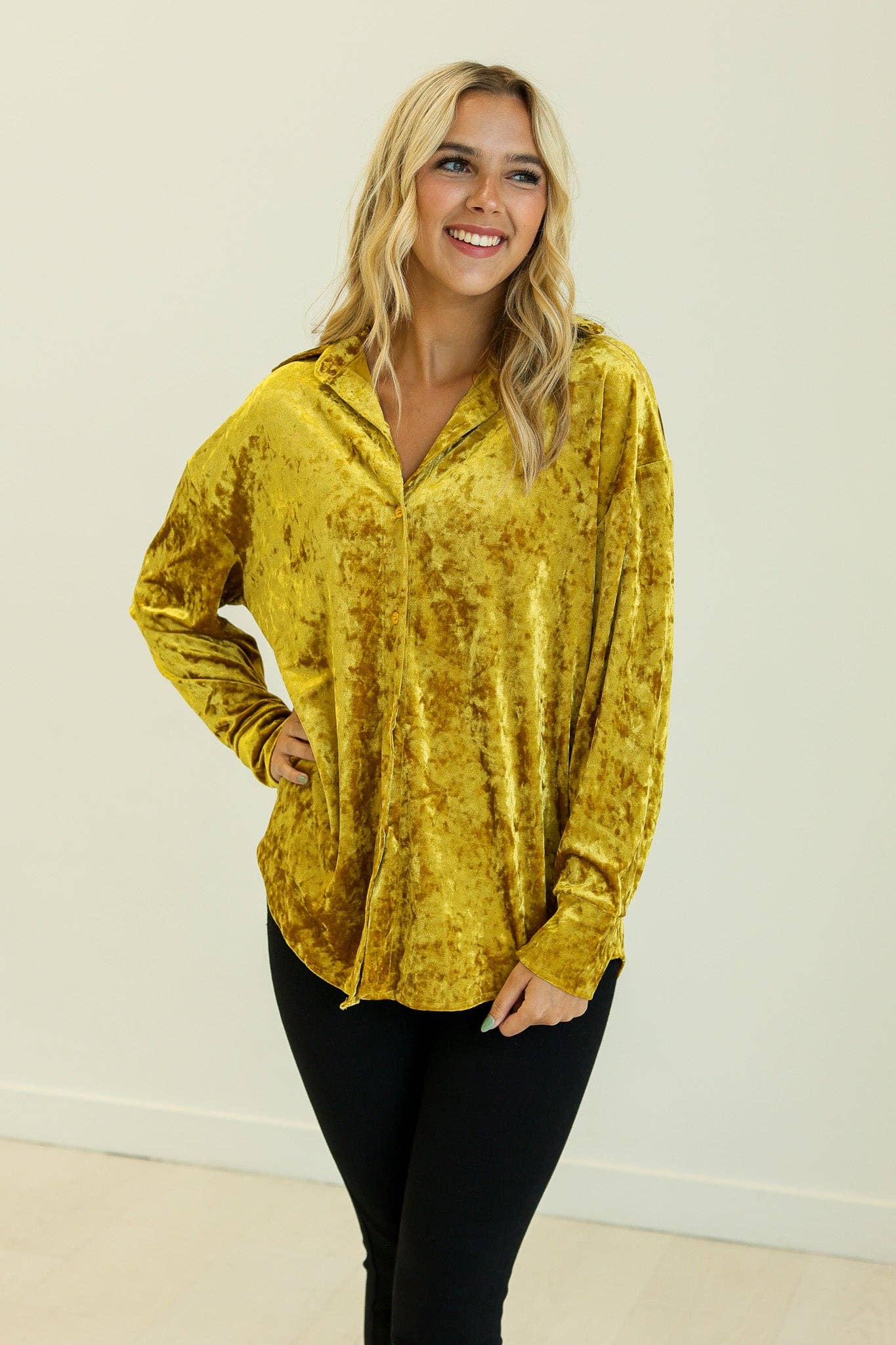 Kathryn Classic Velvet  Button-Up