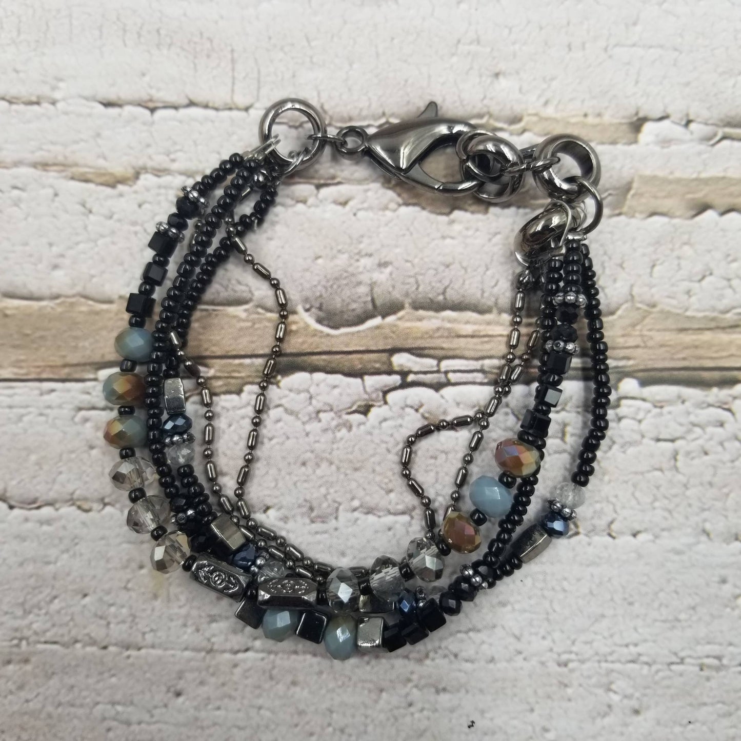 Boho Black Glass Bead Bracelet