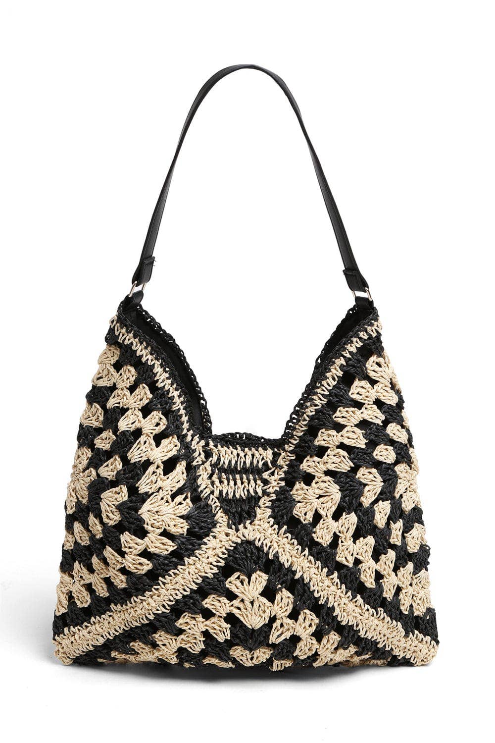 Bianca Patterned Straw Hobo Tote Bag