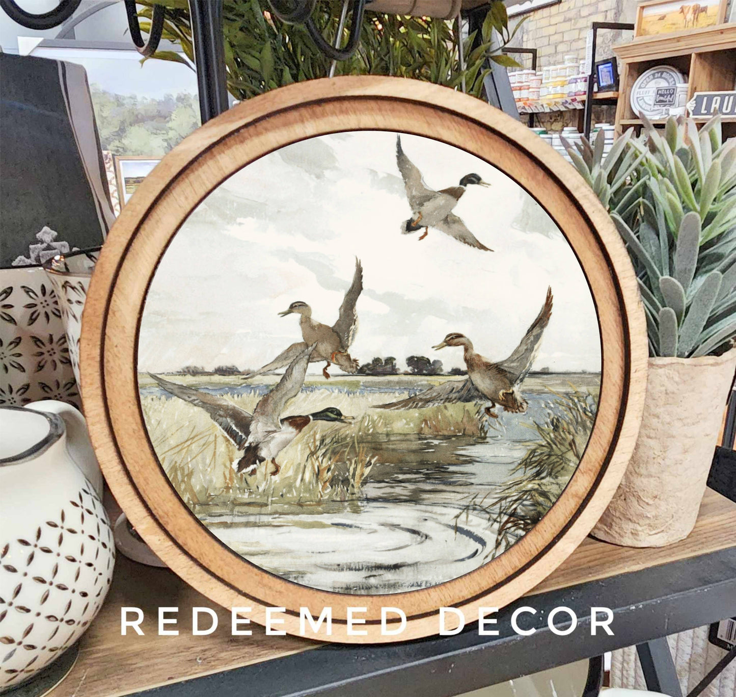 8" Round Mallard Ducks Art