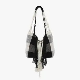 Jen & Co. June Plaid Handwoven Satchel