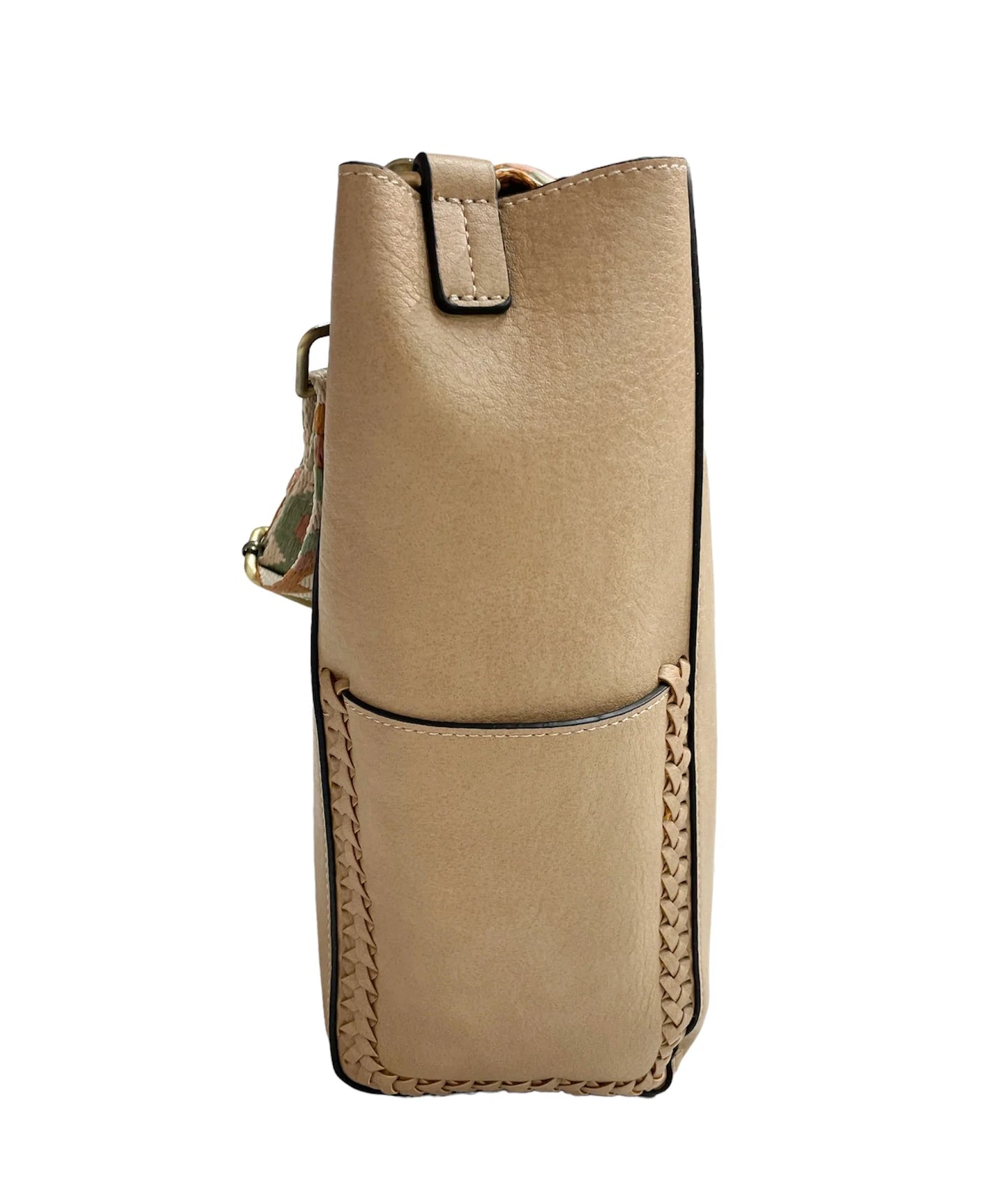 LV Tan Bucket Bag with Guitar Strap