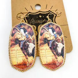Bull Rider Dangle Earrings