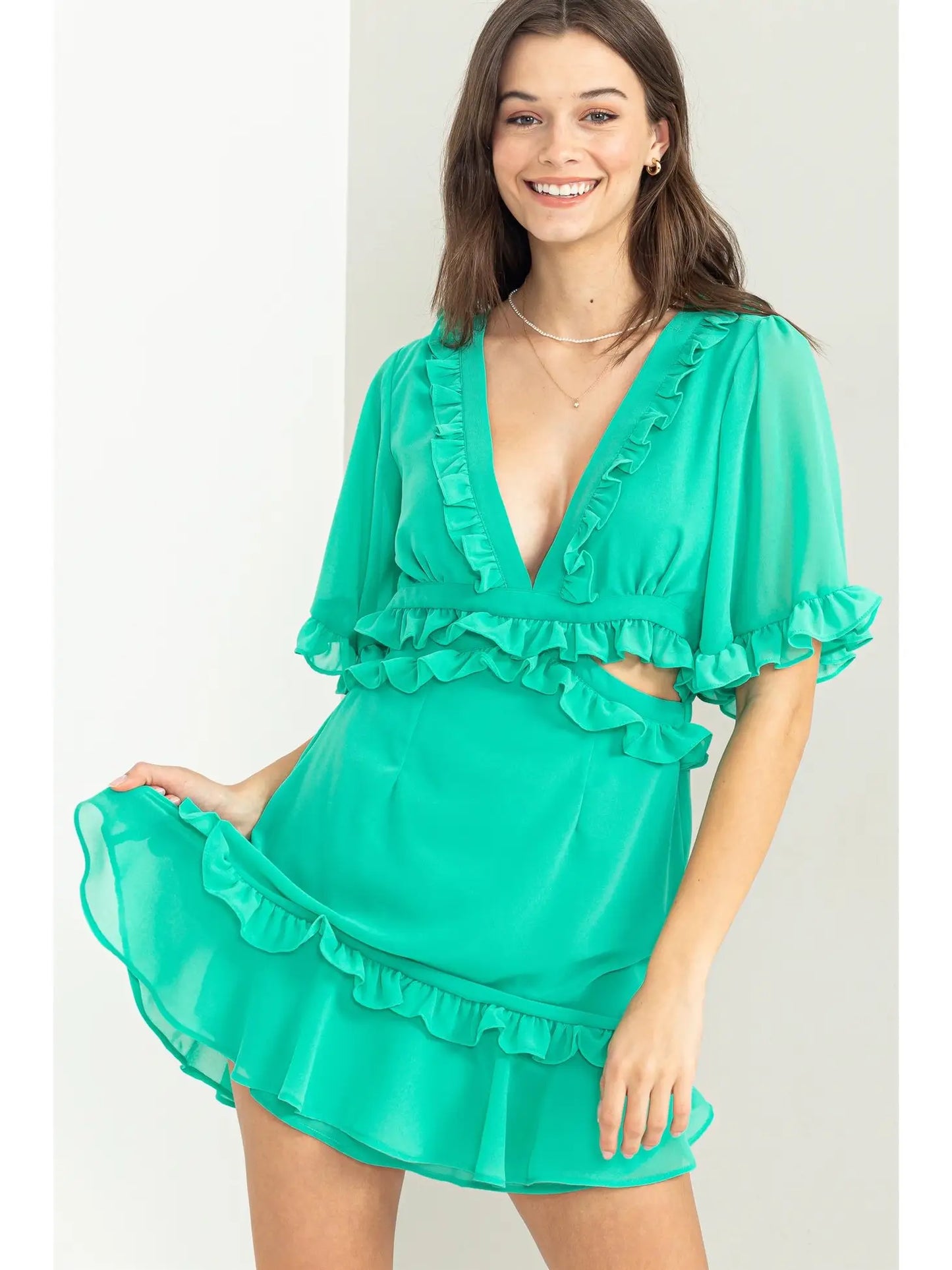 Vibey Vacay Ruffled Mini Dress