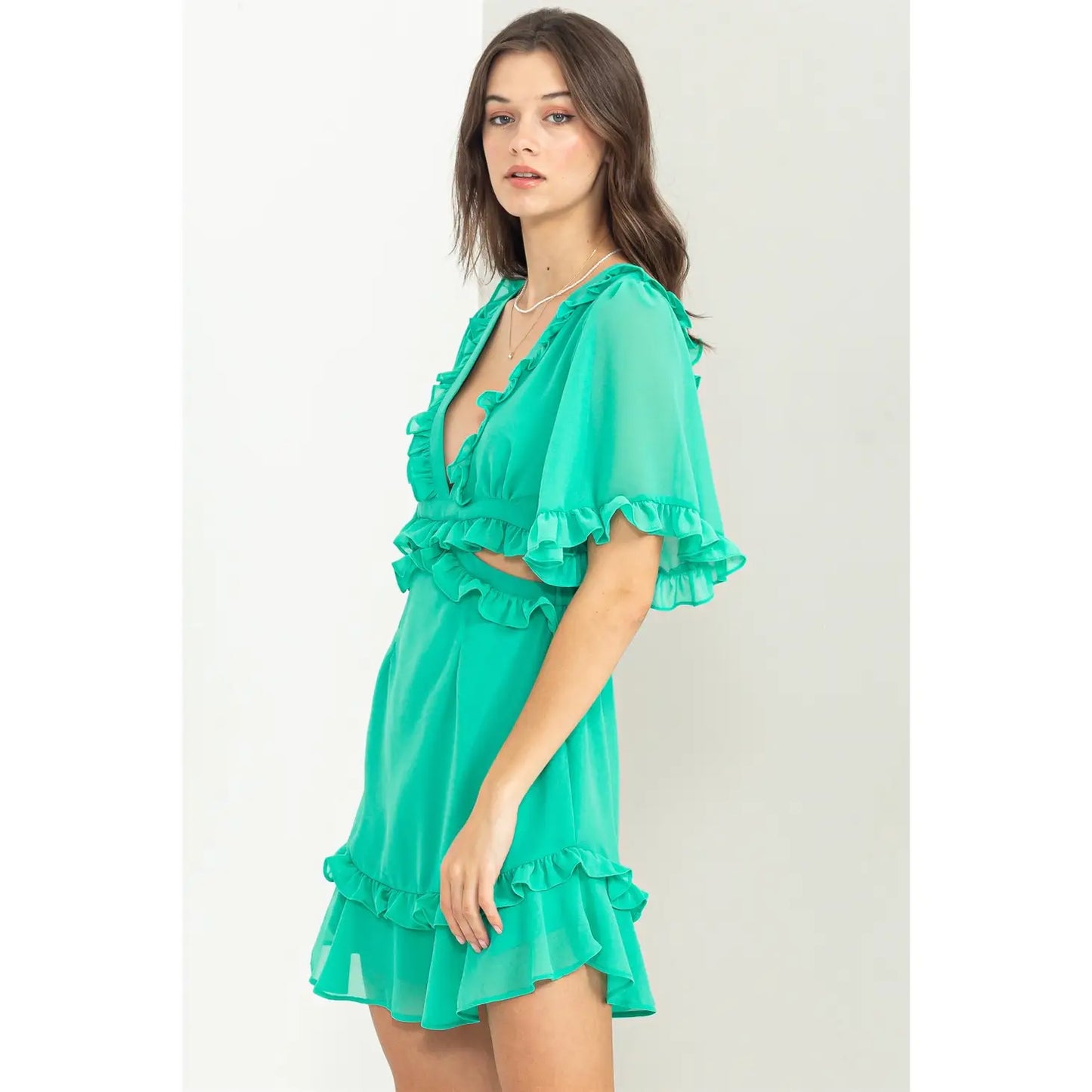 Vibey Vacay Ruffled Mini Dress