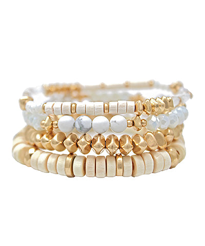 White Stone Bead Bracelet