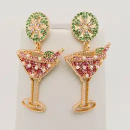 Wineglass Rhinestone Earrings