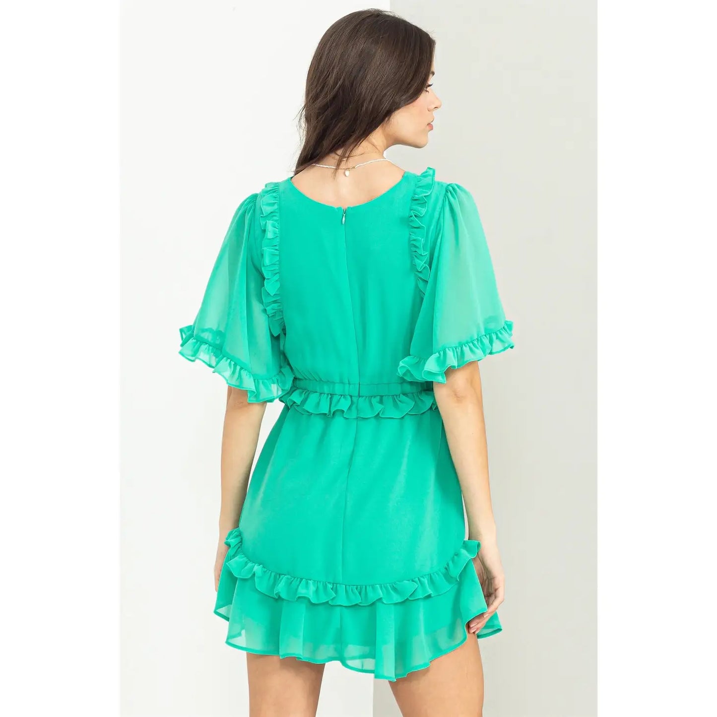 Vibey Vacay Ruffled Mini Dress