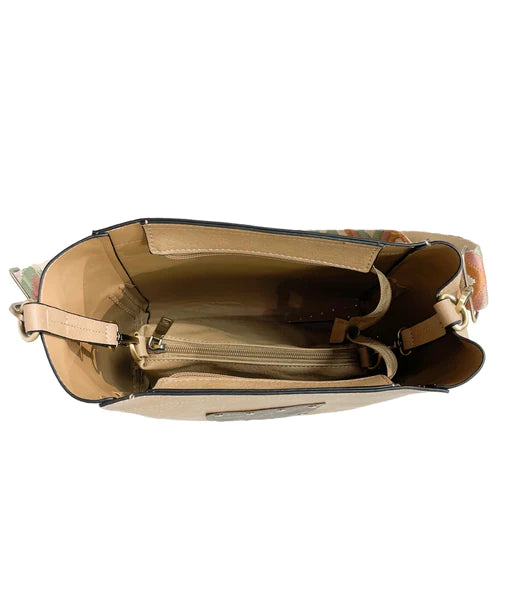 LV Tan Bucket Bag with Guitar Strap