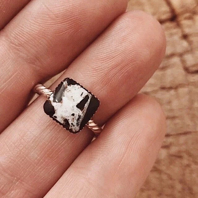 Turquoise Tuesday Squared You Up- White Buffalo Ring