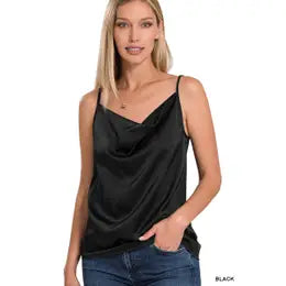 Satin Cowl Neck Cami Top