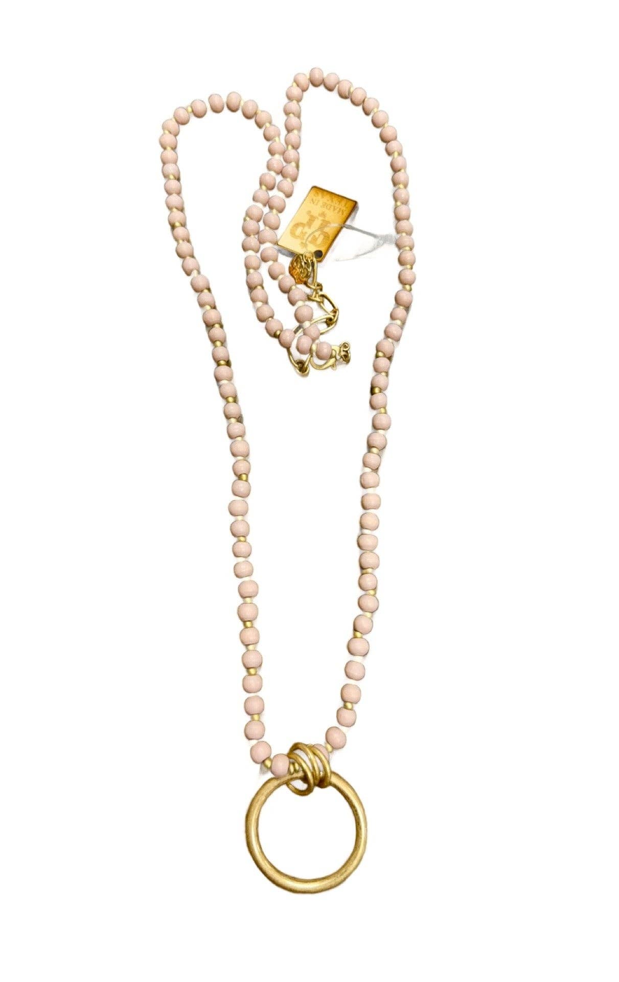 Dusty Pink Wood Bead Neacklace