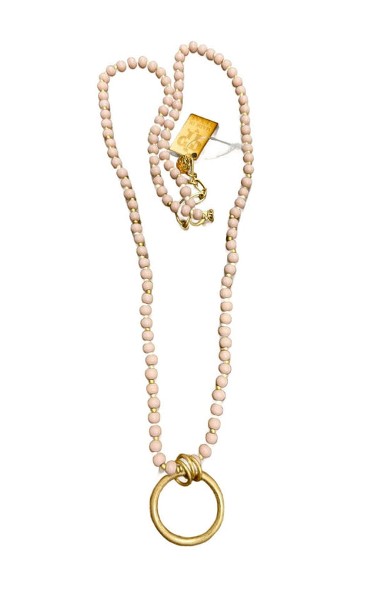 Dusty Pink Wood Bead Neacklace