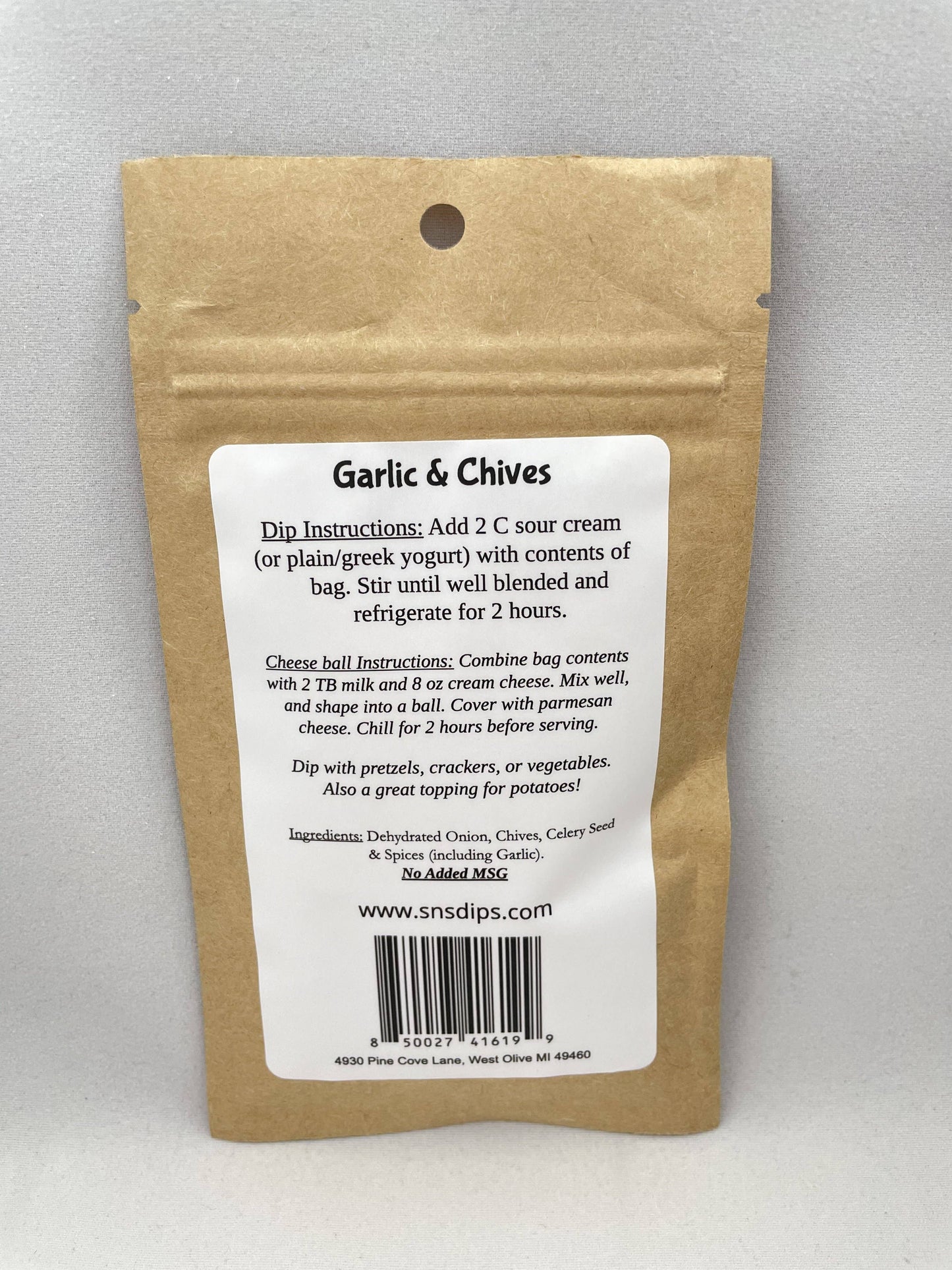 SNS Garlic & Chive Dip Mix