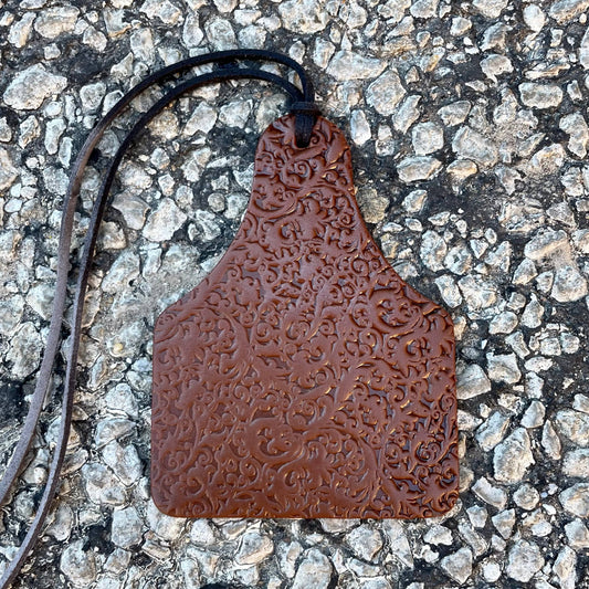 Scroll Cow Tag Air Flair: Warm Vanilla Leather Scent