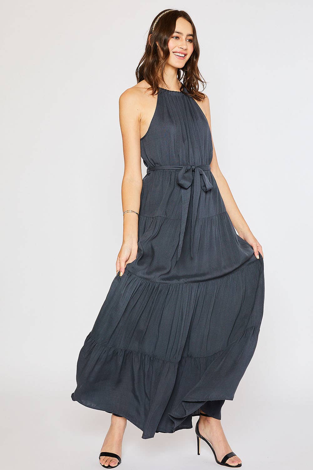 HALTER TIERED MAXI DRESS