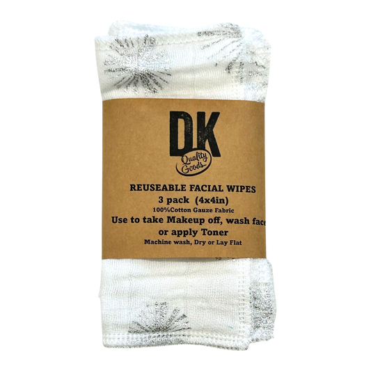 3 Pack Reusable Facial Wipes: Silver Burst