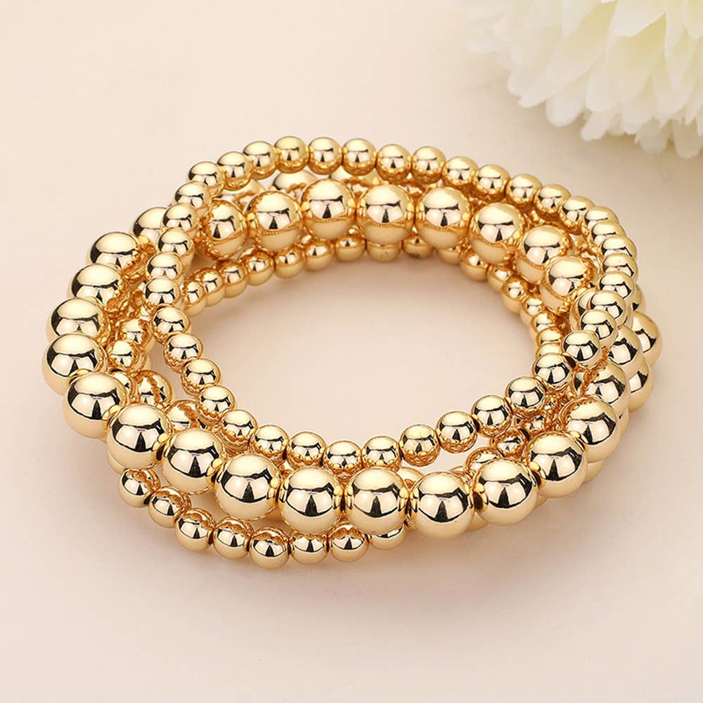 Metal Ball Stretch Multi Layered Bracelets