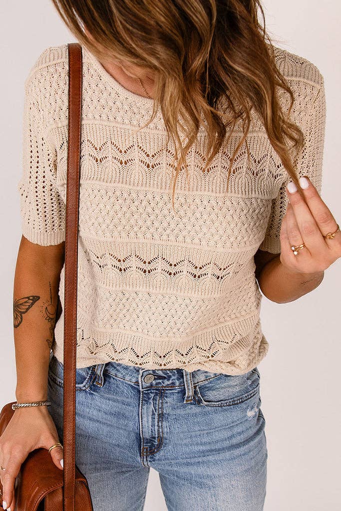 Patterned Pointelle Knit Top