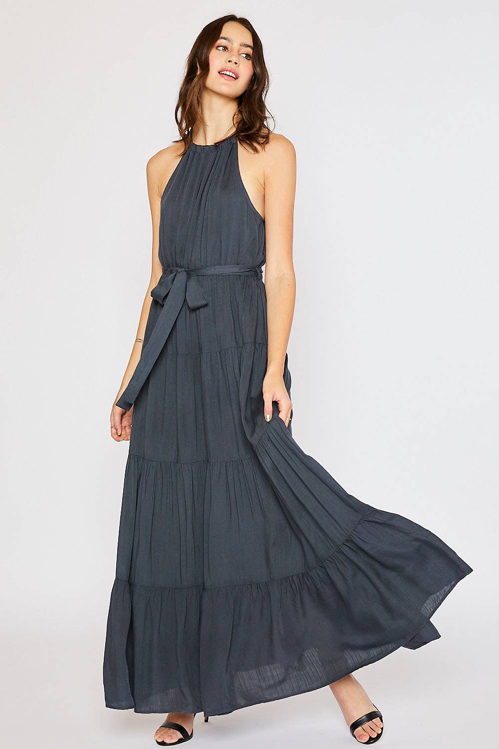 HALTER TIERED MAXI DRESS