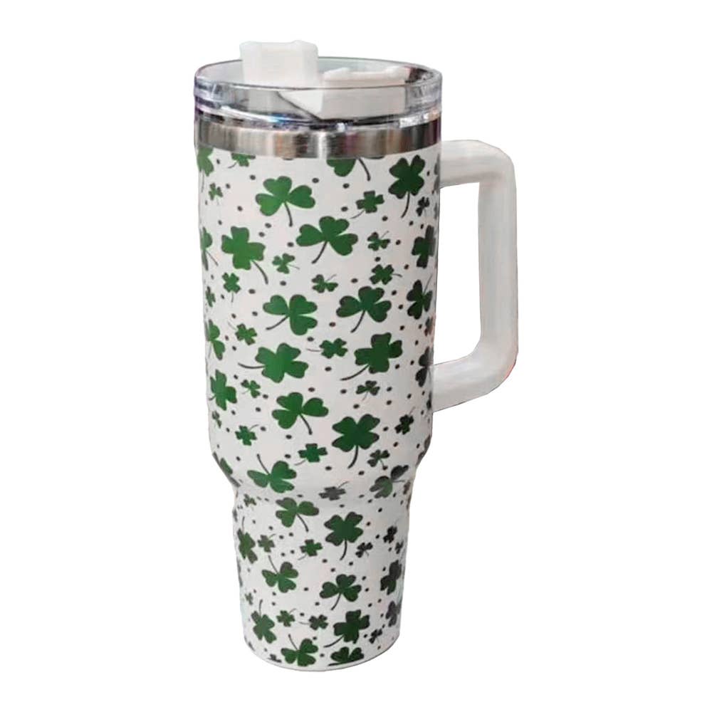 St Patricks Clover Printed 40oz Stainless Steel Tumbler