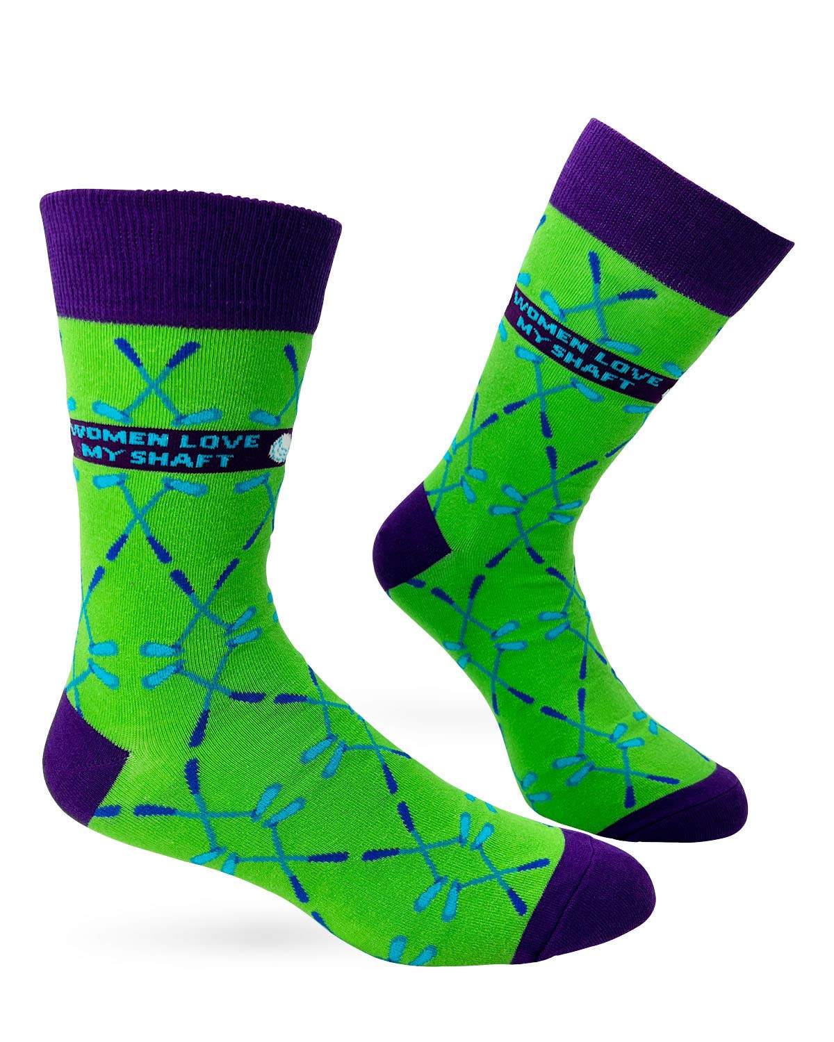 Women Love My Shaft Men's Novelty Crew Socks Featuring Golf