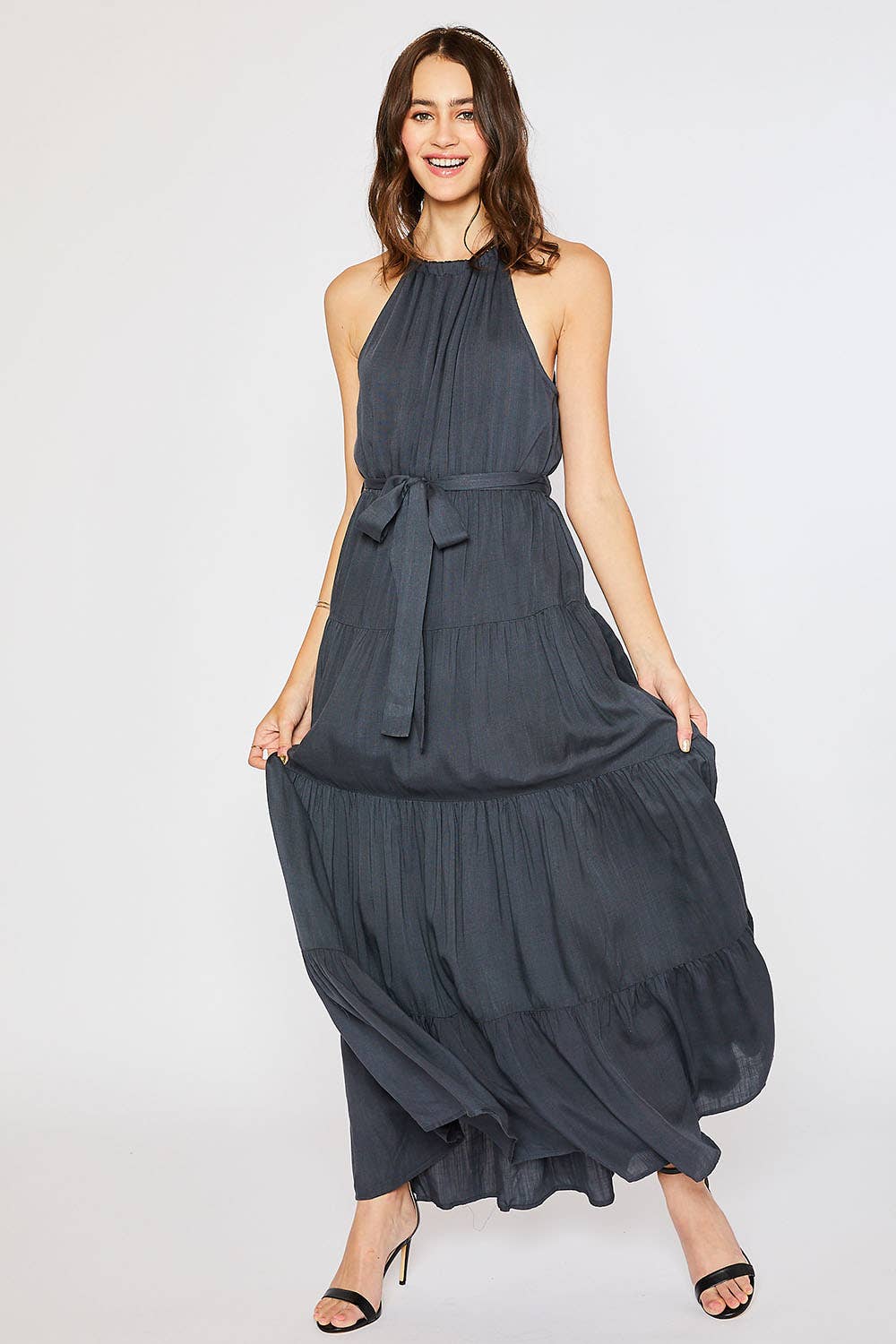 HALTER TIERED MAXI DRESS