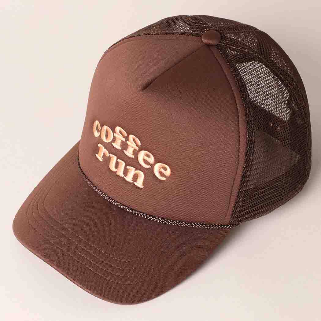 Coffee Run Embroidered Trucker Cap