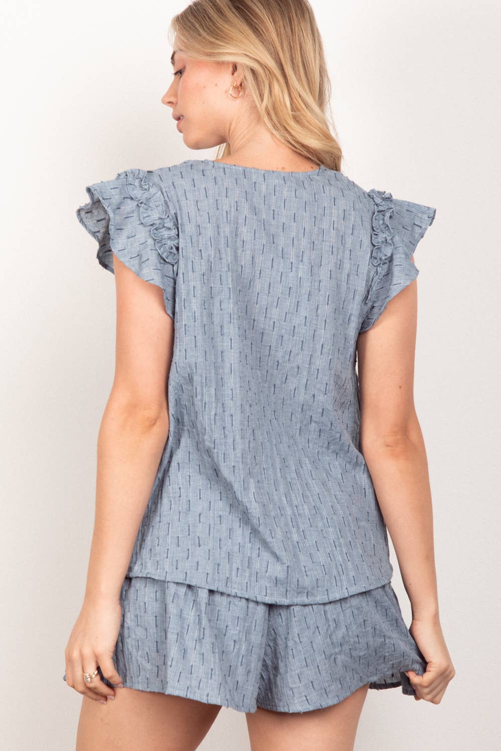 Solid Cotton Woven Cute Top & Shorts Set