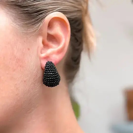 Beaded Drop Earrings - Jet