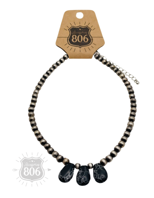 Three Stone Teardrop Necklace