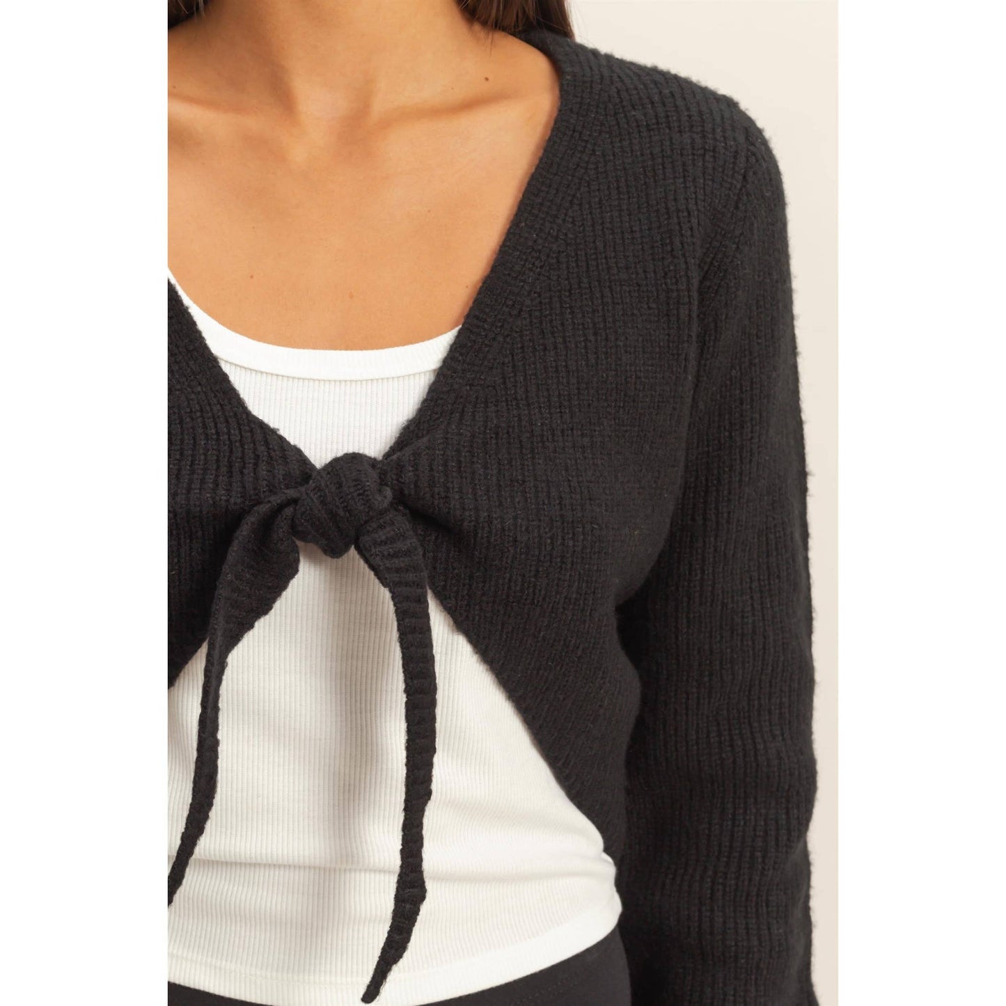 Tie-Front Cropped Sweater Top