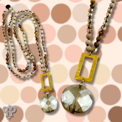 Mixed Bead Knotted Pendant Necklace