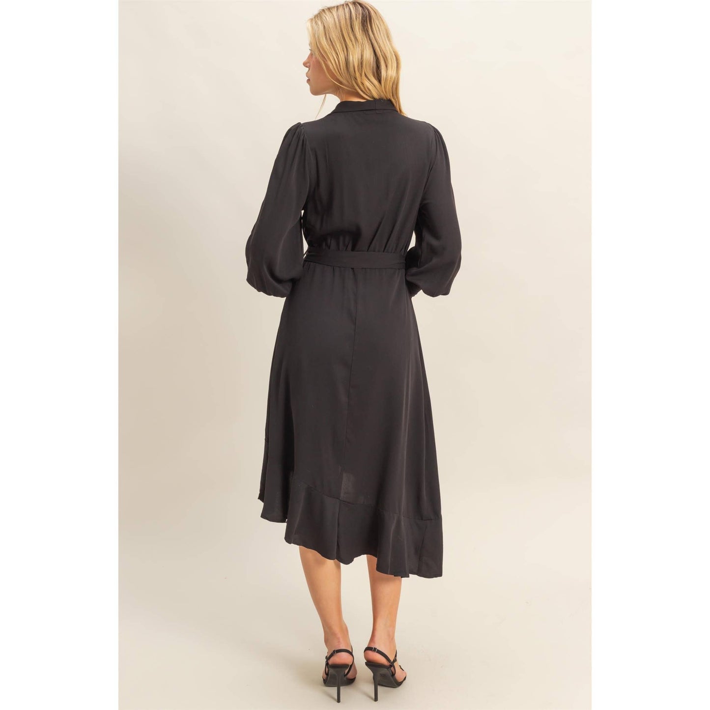 Asymmetric  Wrap Midi Dress