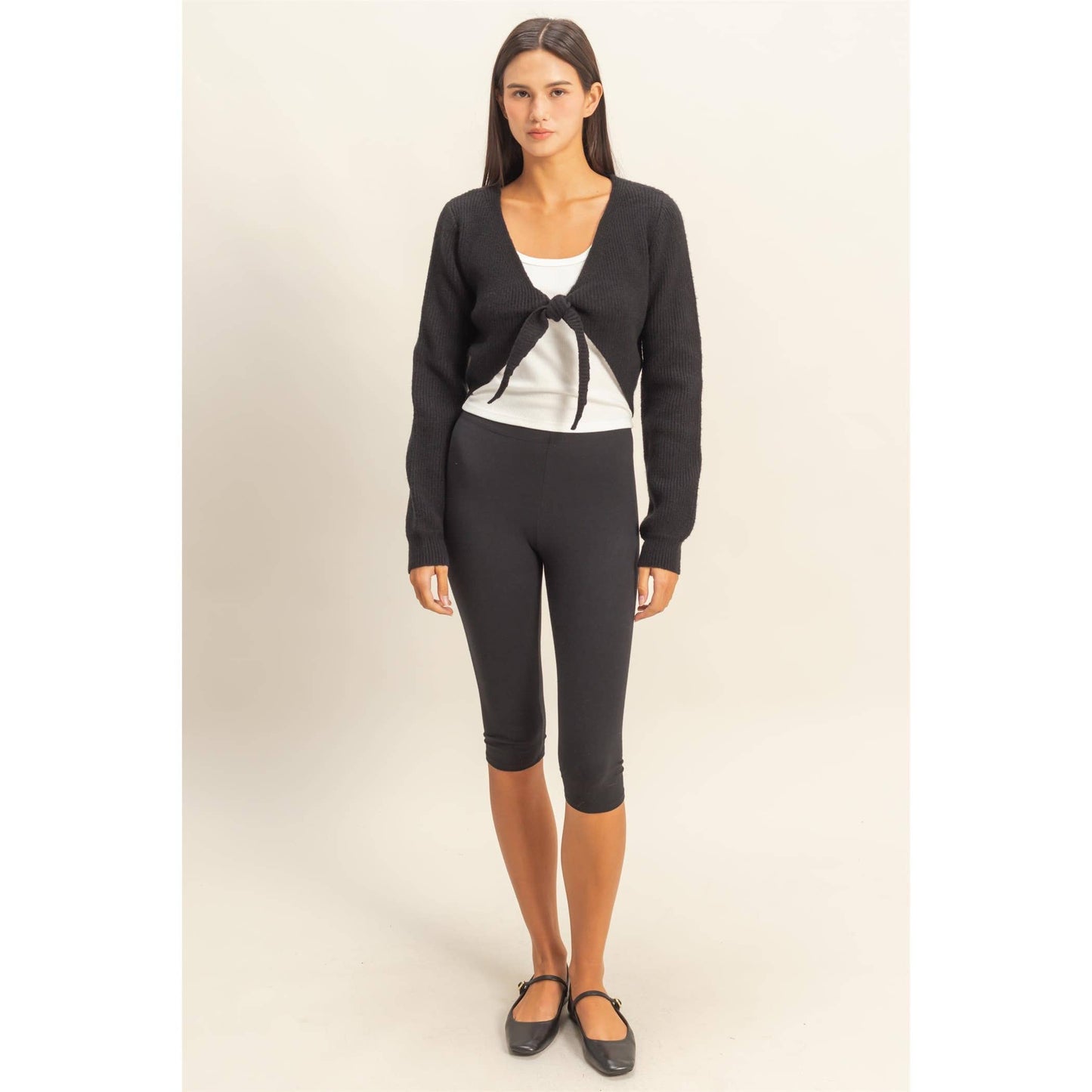 Tie-Front Cropped Sweater Top