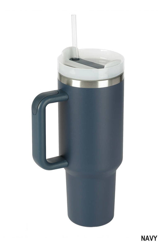 40oz Stainless Steel Tumbler With 2 Straws: NAVY