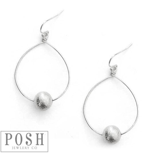 Teardrop With Brushed Ball Earrings