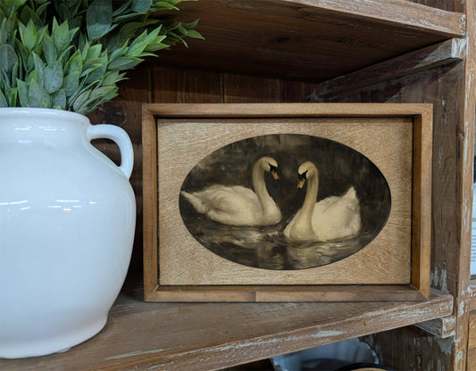 Box Framed Canvas Art Midnight Swans