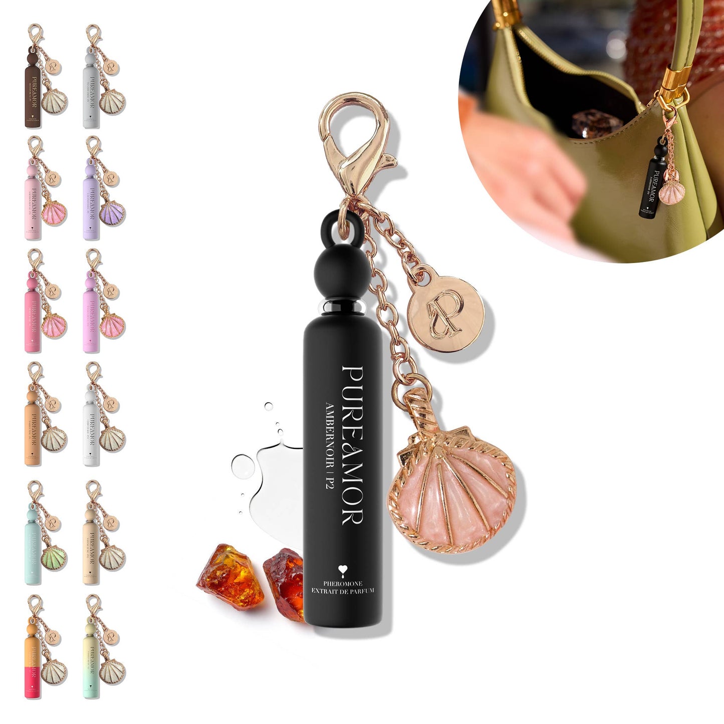 Amber Noir Pheromone Perfume Oil Keychain