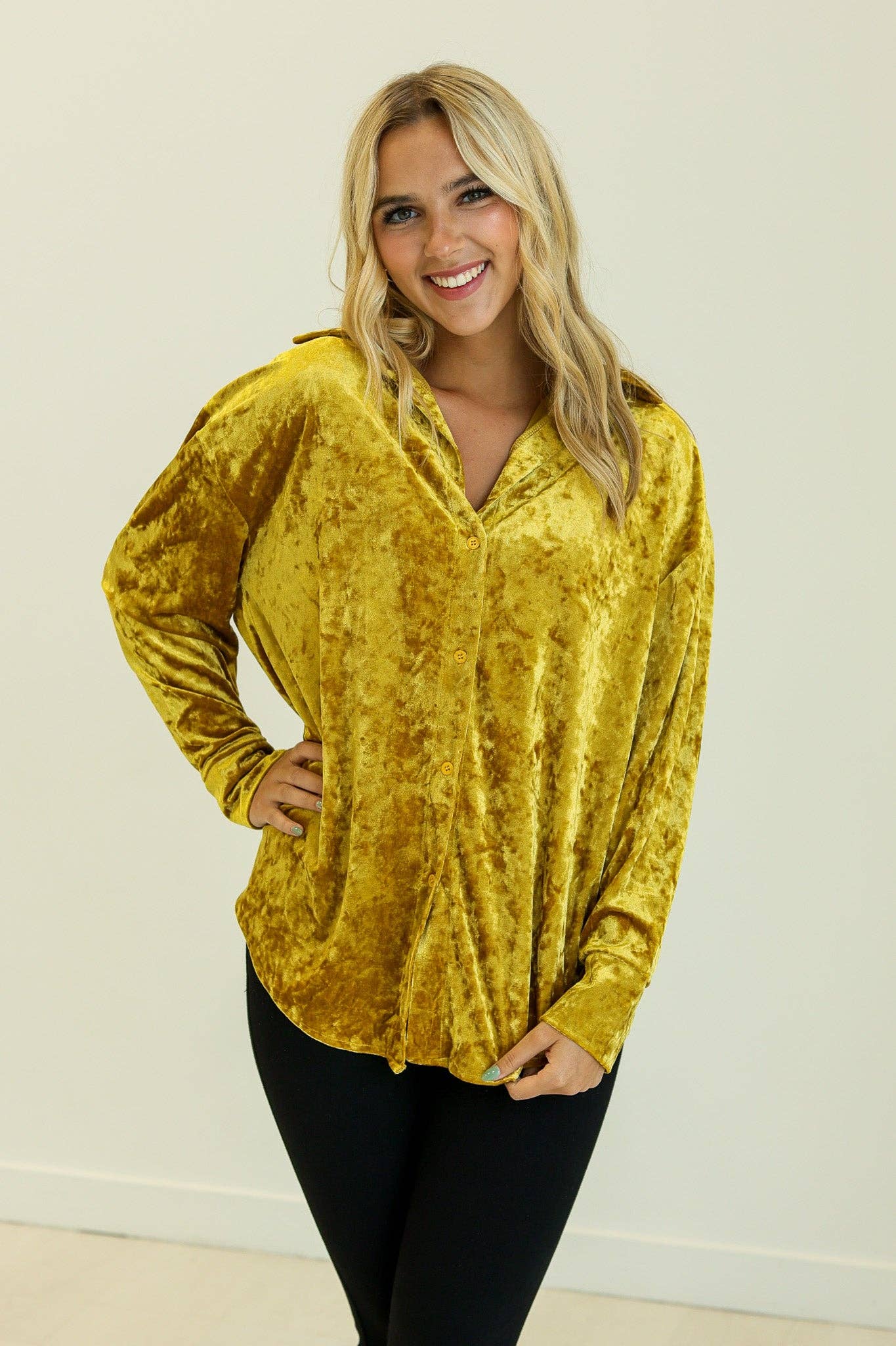 Kathryn Classic Velvet  Button-Up