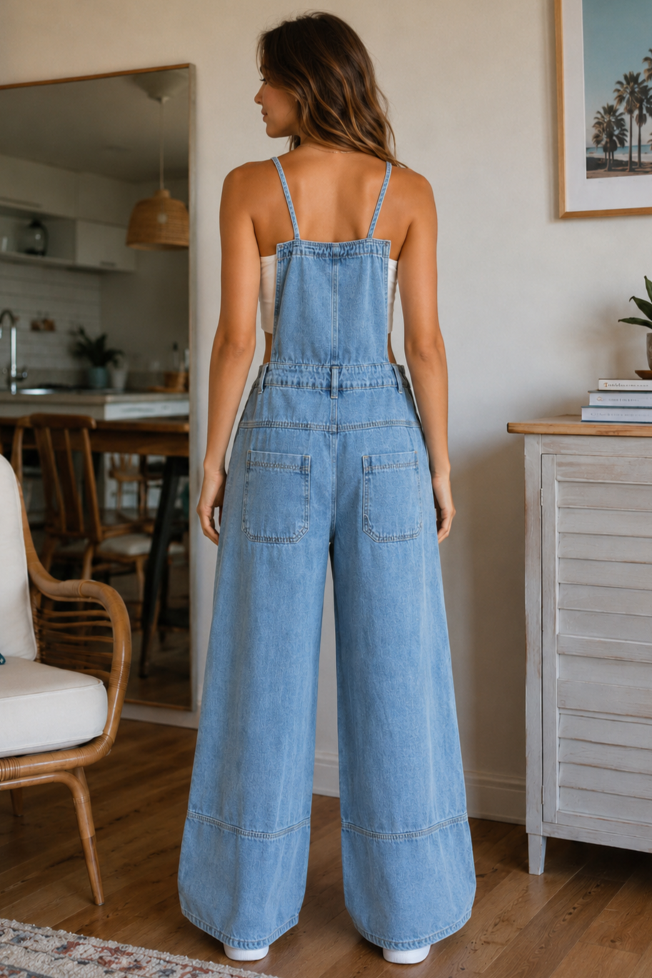 Miss Sparkling Wide Leg Overalls