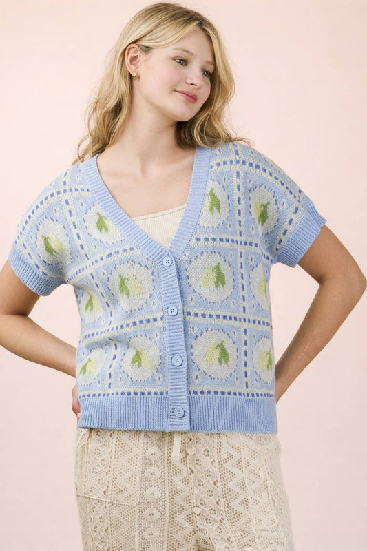 Lemon Graphic Sweater Cardigan