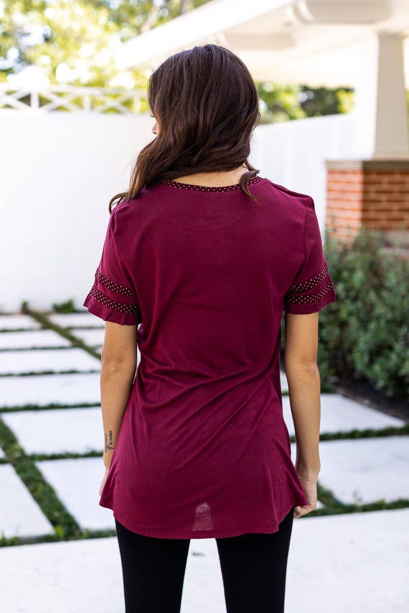 Go, Fight, Win! Polka Dot Trim Tee