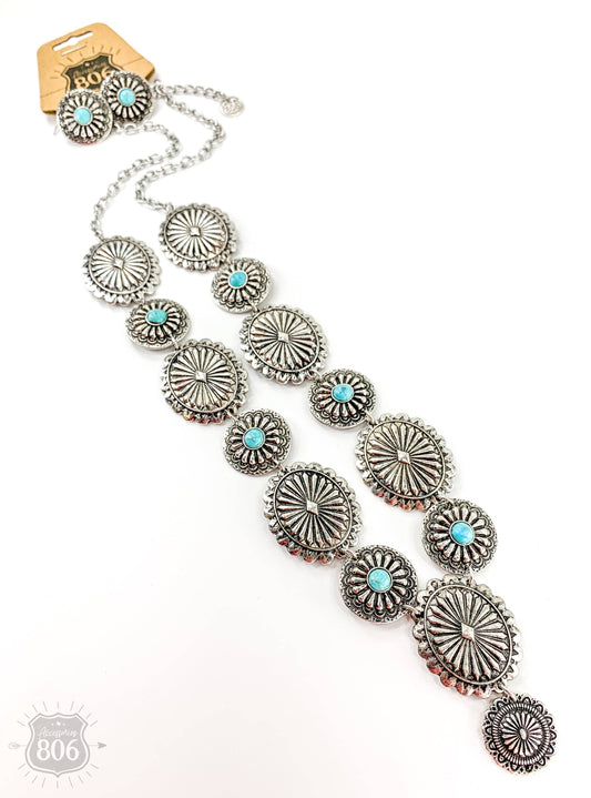 Stone Concho Necklace Set