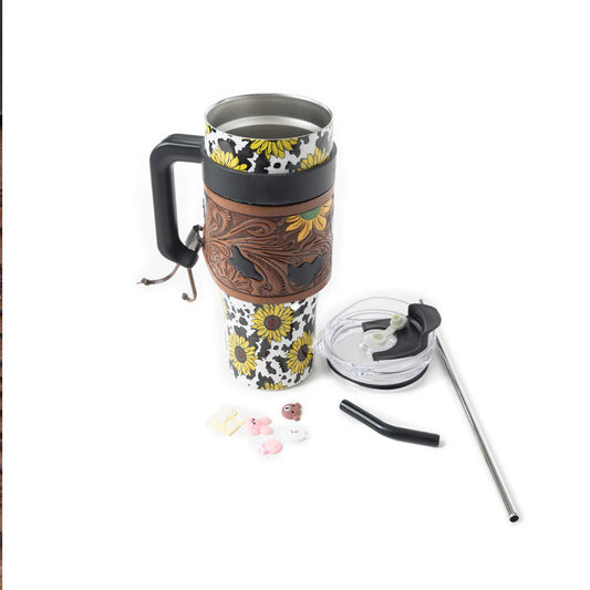 Wide Wyoming Tumbler with Tooling in Yellow