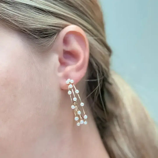 Bridal Pearl Open Hoop Earrings