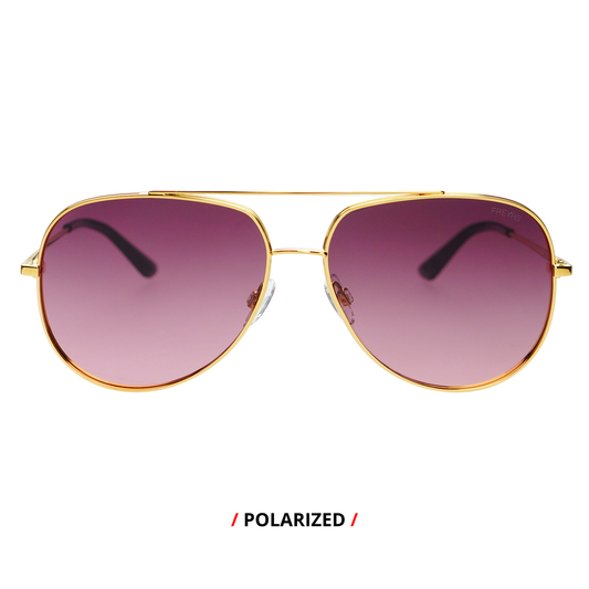 Max Polarized Mens Womens Aviator Sunglasses: Gold / Puprle Polarized