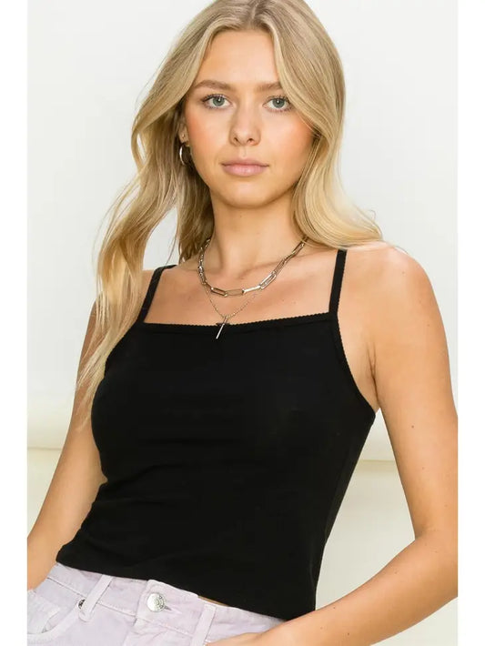 Not Basic Sleeveless Cami Top- Black