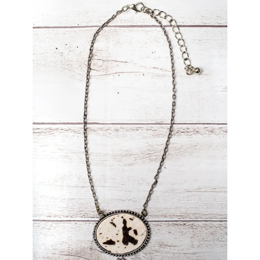I Dance Cowhide Oval Pendant Necklace