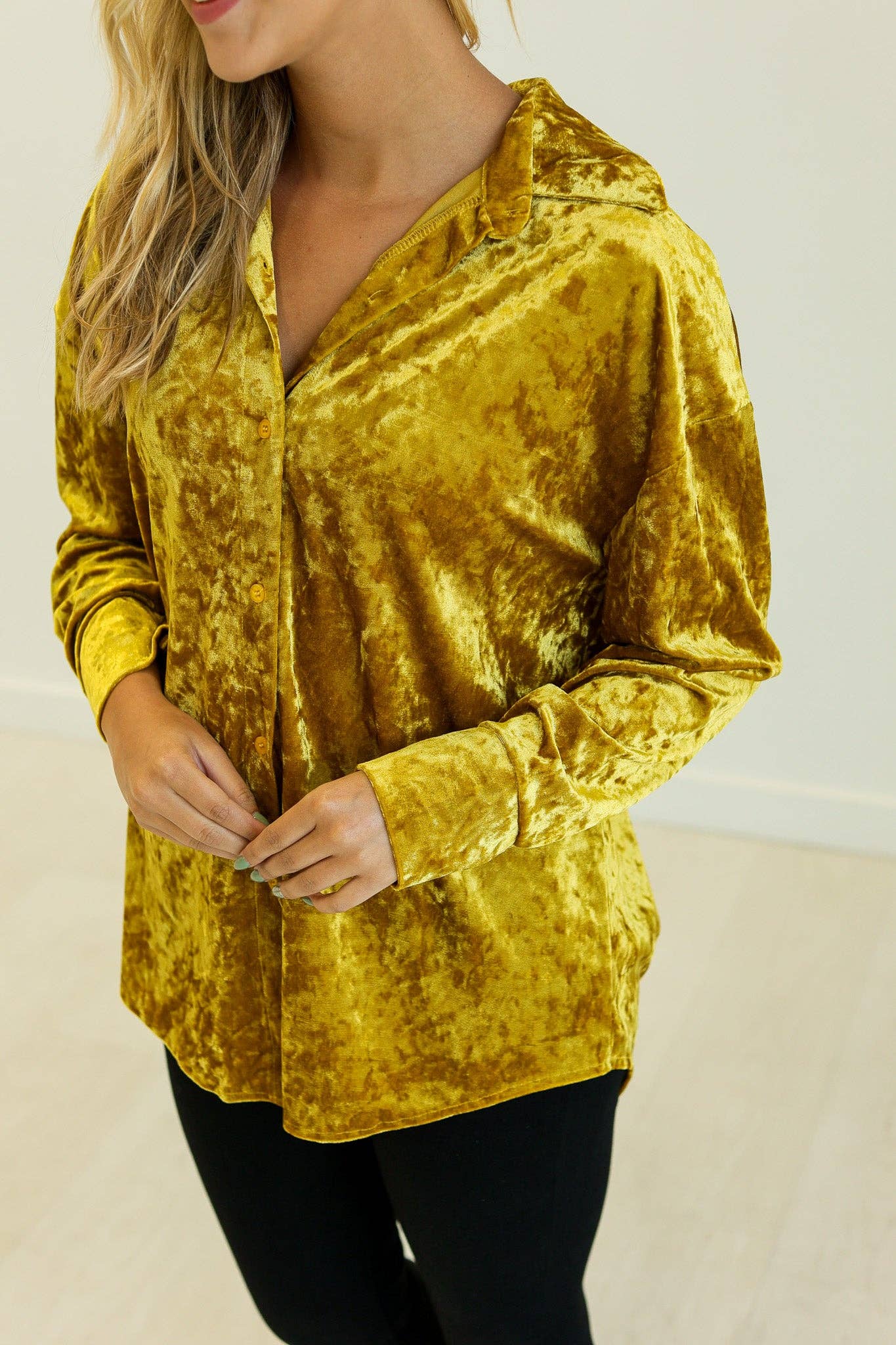 Kathryn Classic Velvet  Button-Up